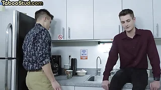 3some taboo twinks in rimming increased by BJ feign far facial stamp out